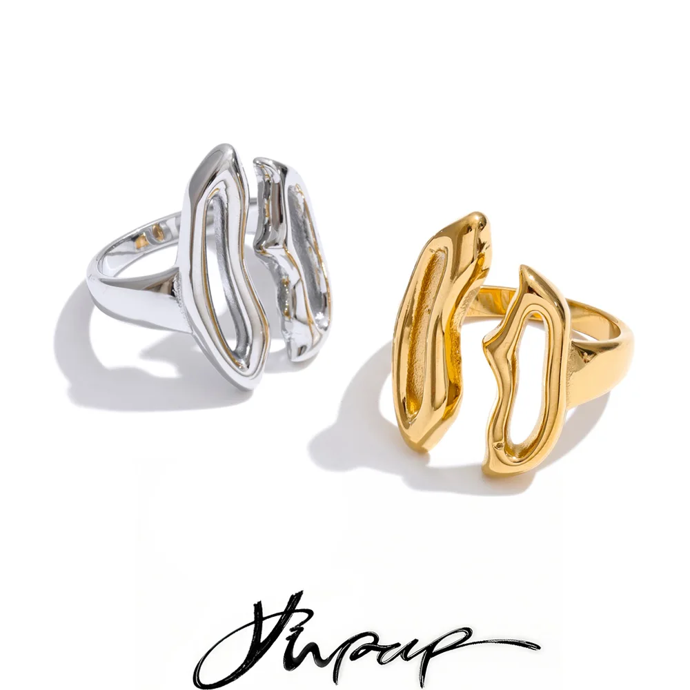 Yhpup – bague quotidienne creuse géométrique réglable en acier inoxydable 2026, Design Unique et élégant, bijoux distinctifs et attrayants, vente en gros