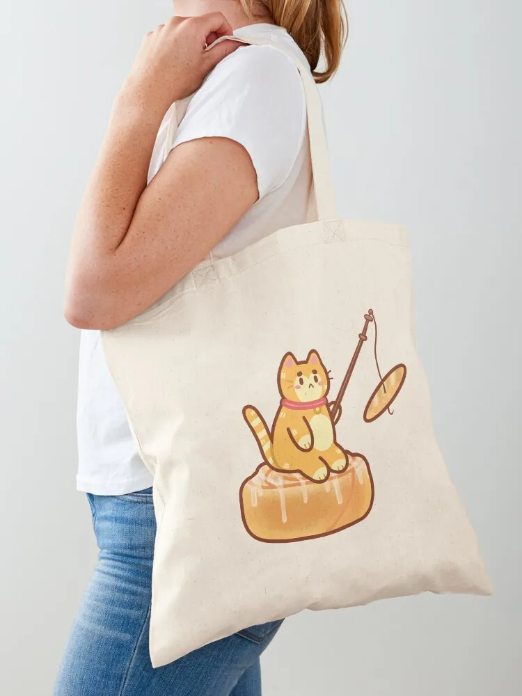 

Cinnamon Cat Fishing Stickers and Tote Bag cloth bag woman bags luxury women custom canvas bag canvas tote
