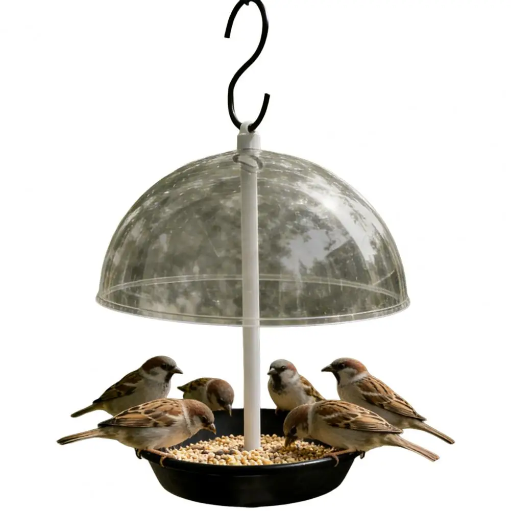 

Hanging Backyard Bird Feeders with Clear Rain Proof Dome,Waterproof Outdoor Birdseed Tray for Garden Patio Wild Birds