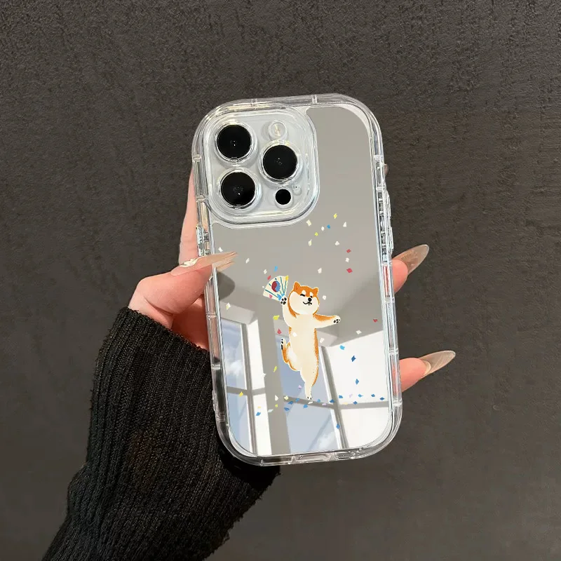 Fröhlicher tanzender Hund Spiegel-Handyhülle Sturzsicher FÜR iPhone11/12/13/14/15/16/17 Pro Max AIR PLUS