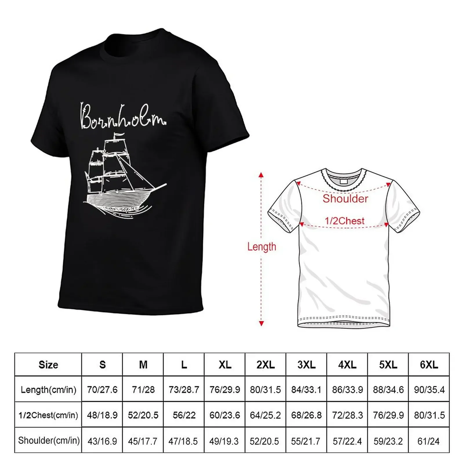 Bornholm Baltic Sea island vacation with sailing ship T-Shirt blacks custom shirt summer clothes street wear men workout shirt