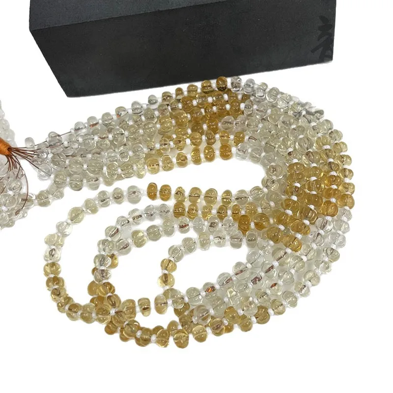 Amethyst Citrine carved pumpkin gradient colot purple yellow 40cm for DIY  jewelry necklace loose beads