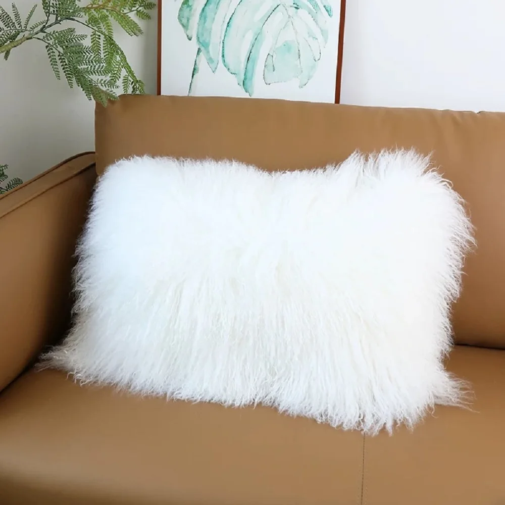 Mongolia Lamb Fur Cushion Cover, Custom Made Pillow Cover, CX-D-04/Z, 50x50cm