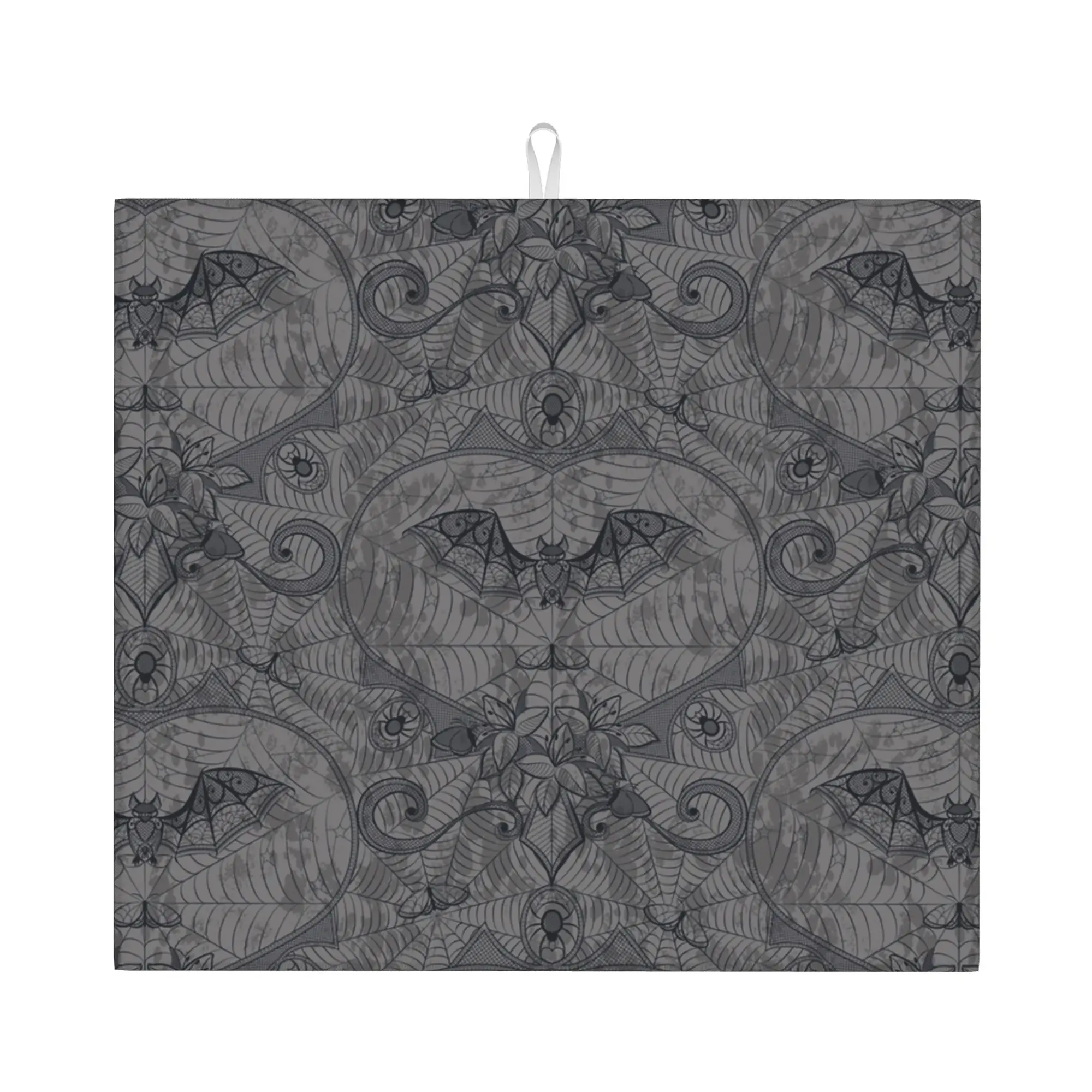 Halloween Witch Bats Non‑Slip Waterproof Absorbent Barware Tableware Oil Proof Reusable Gothic Halloween Lace Mat For Kitchen