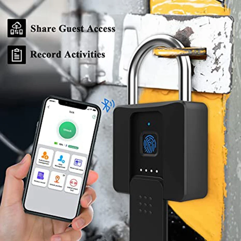 Fingerprint Padlock With Key Fingerprint Bluetooth Padlock, Guardrail Door Lock, Gate, Warehouse