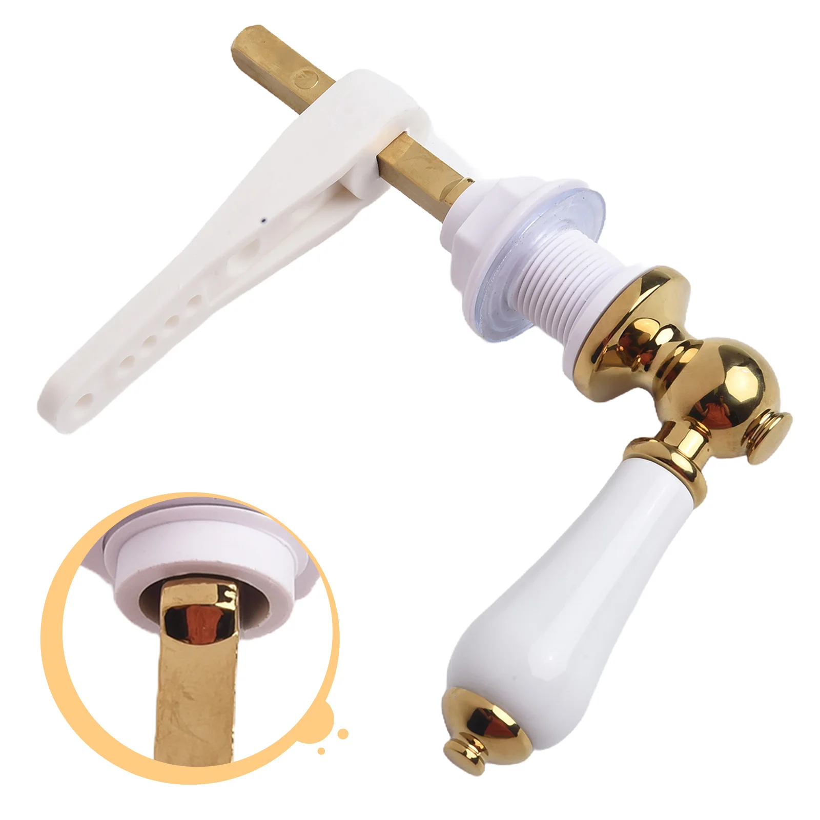 Traditional Porcelain Gold Victorian White Toilet Cistern Lever Flush Handle Home Bathroom Accessories