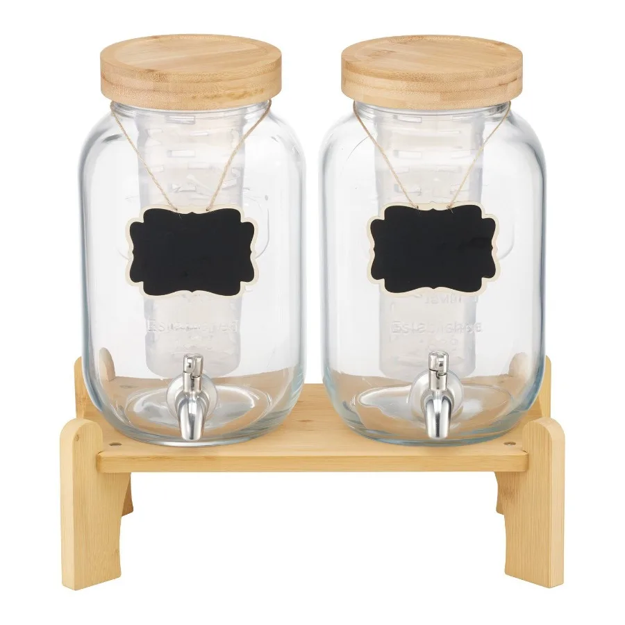 

Drink Dispenser 1 Gal Beverage Dispenser for Parties Glass with Stand 2PCS