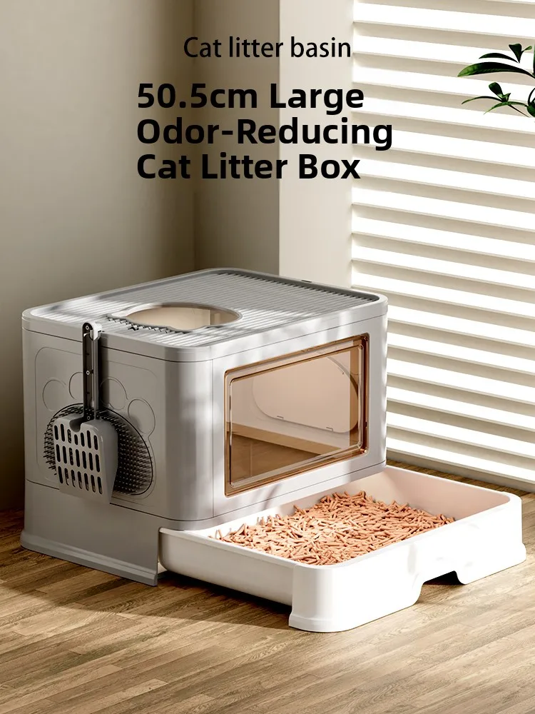 

Large Size Litter Box Full Enclosure Anti-Spla Der Extra Large Top Entry Litter Tray Toilet Supplies