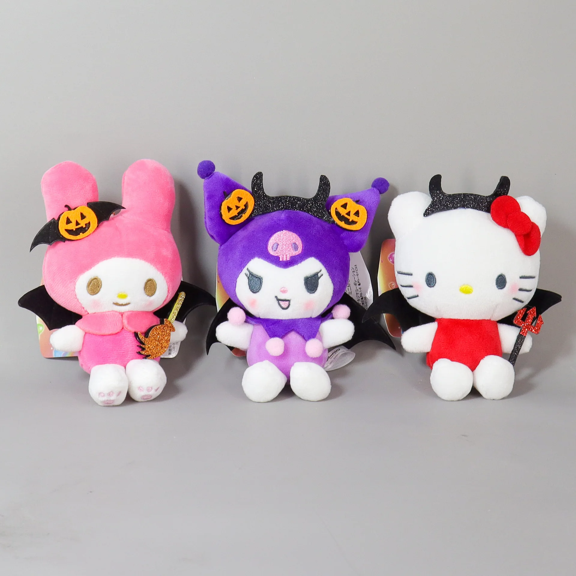 New Sanrio Halloween Little Devil Hello Kitty KuromiMy Melody Cartoon Cute Plush Doll Bag Keychain Hanging Toys Birthday Gifts