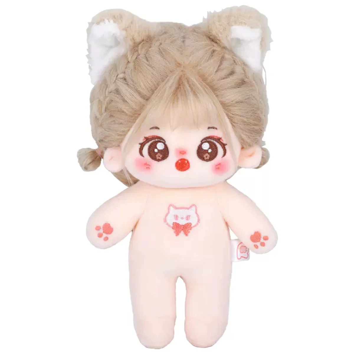 No attributes Idol Princess Girl Cat Dragon Loong Winter Dress Pink Hair Stuffed Plushie 20cm Plush Doll Body Clothes GL