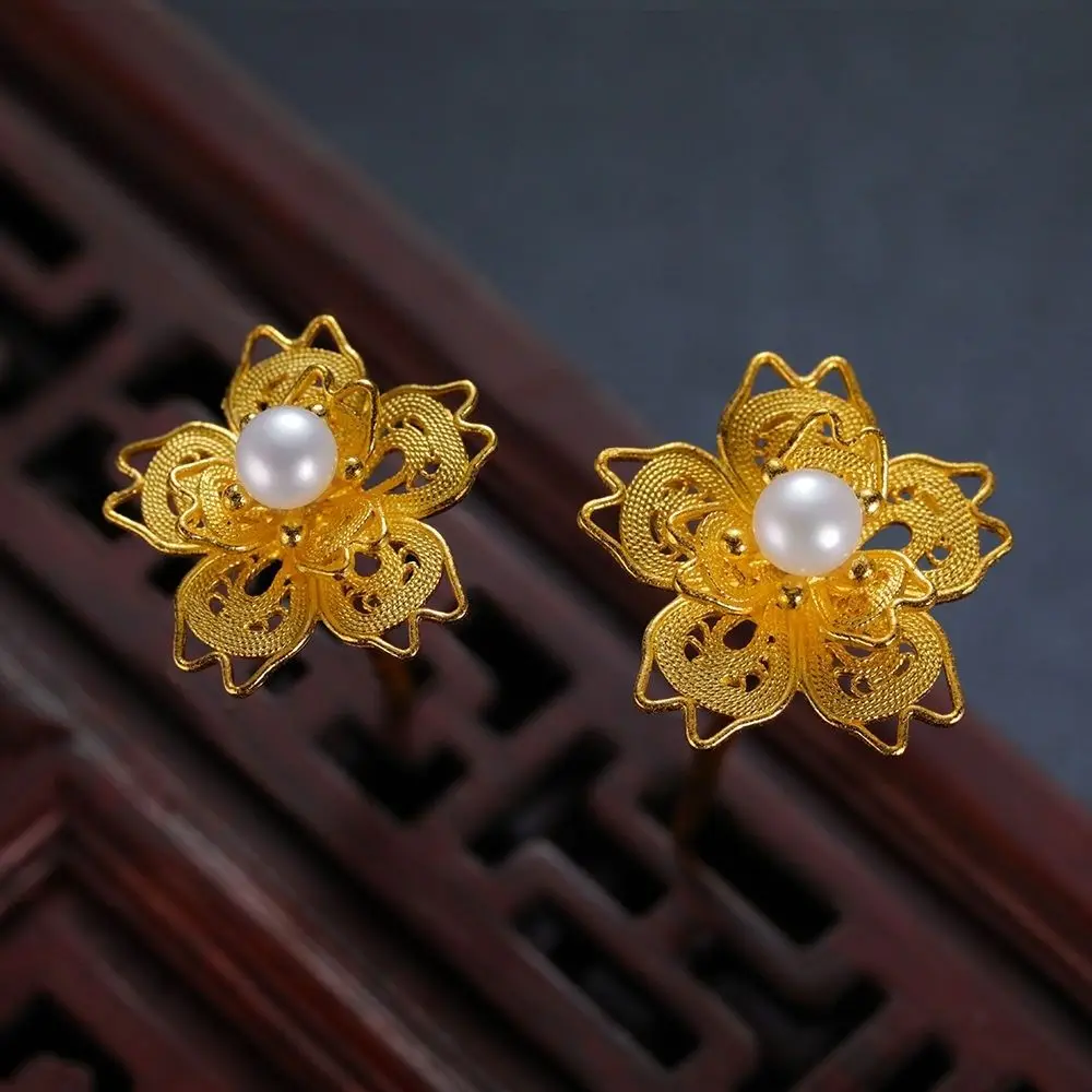 Women's Fine Filament Inlaid with Treasure Cherry Blossom Hairpin Hanfu Hair Hairpin Small Filament Inlaid with Bead Zircon