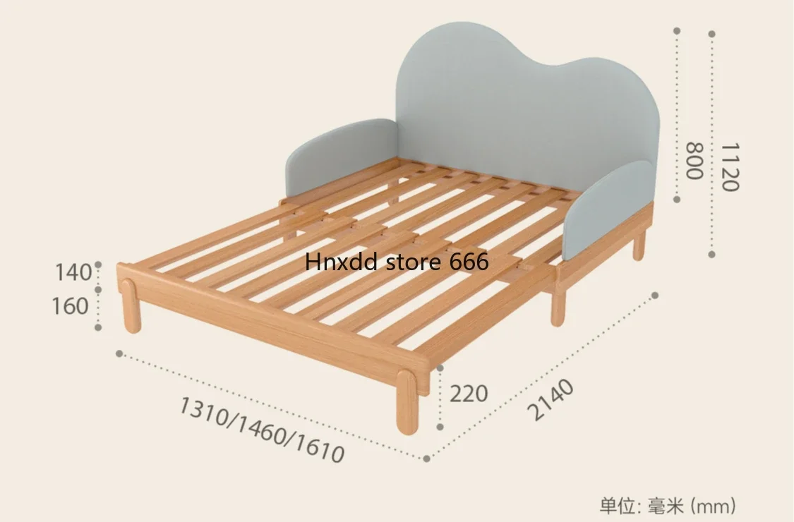 

Children's bed pure solid wood beech single small apartment can be pulled out splicing bed