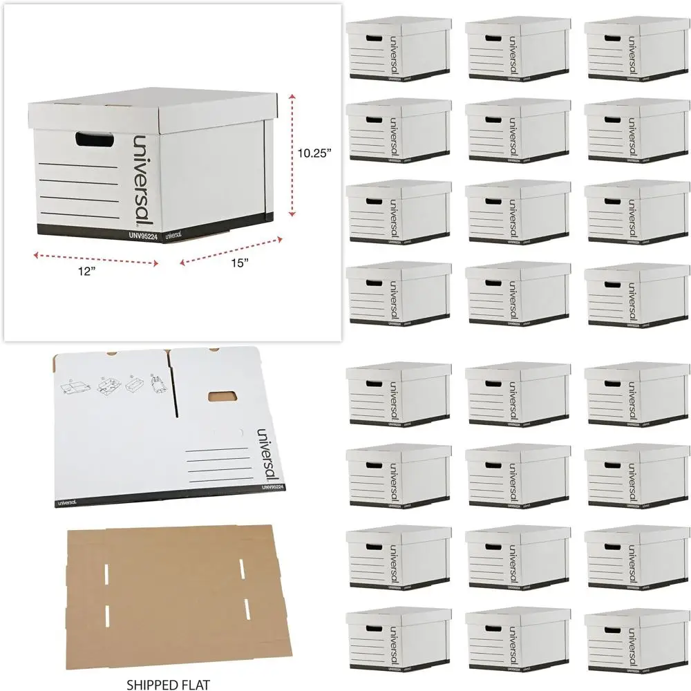 

Heavy-Duty Letter/Legal Size Storage Box, White, Pack of 12