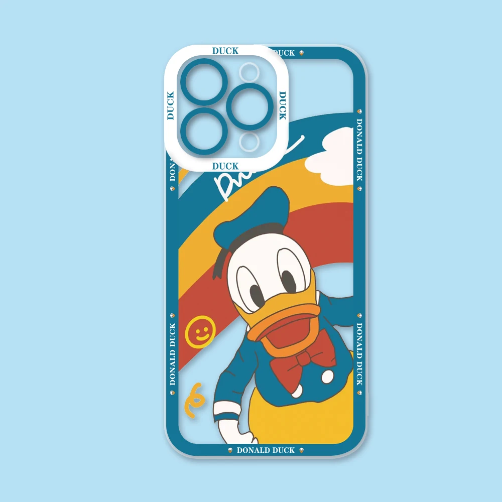 Cartoon D-Donald Duck Phone Case For iPhone 15 14 12 13 11 Pro Max Mini 8 7 6 6S X XS SE Plus Soft Silicone Transparent Cover