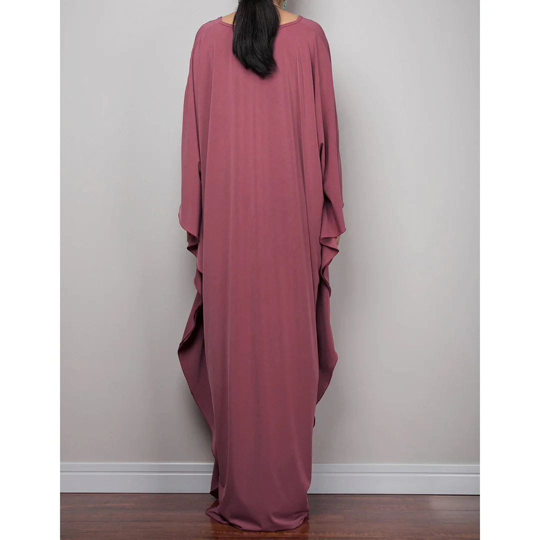 Langes Kleid im Stil einer griechischen Göttin, Tunika mit Fledermausärmeln, Strandkleid, Strandtuch, Strandmode, Kaftan, Maxikleid V4427 – Detail 22