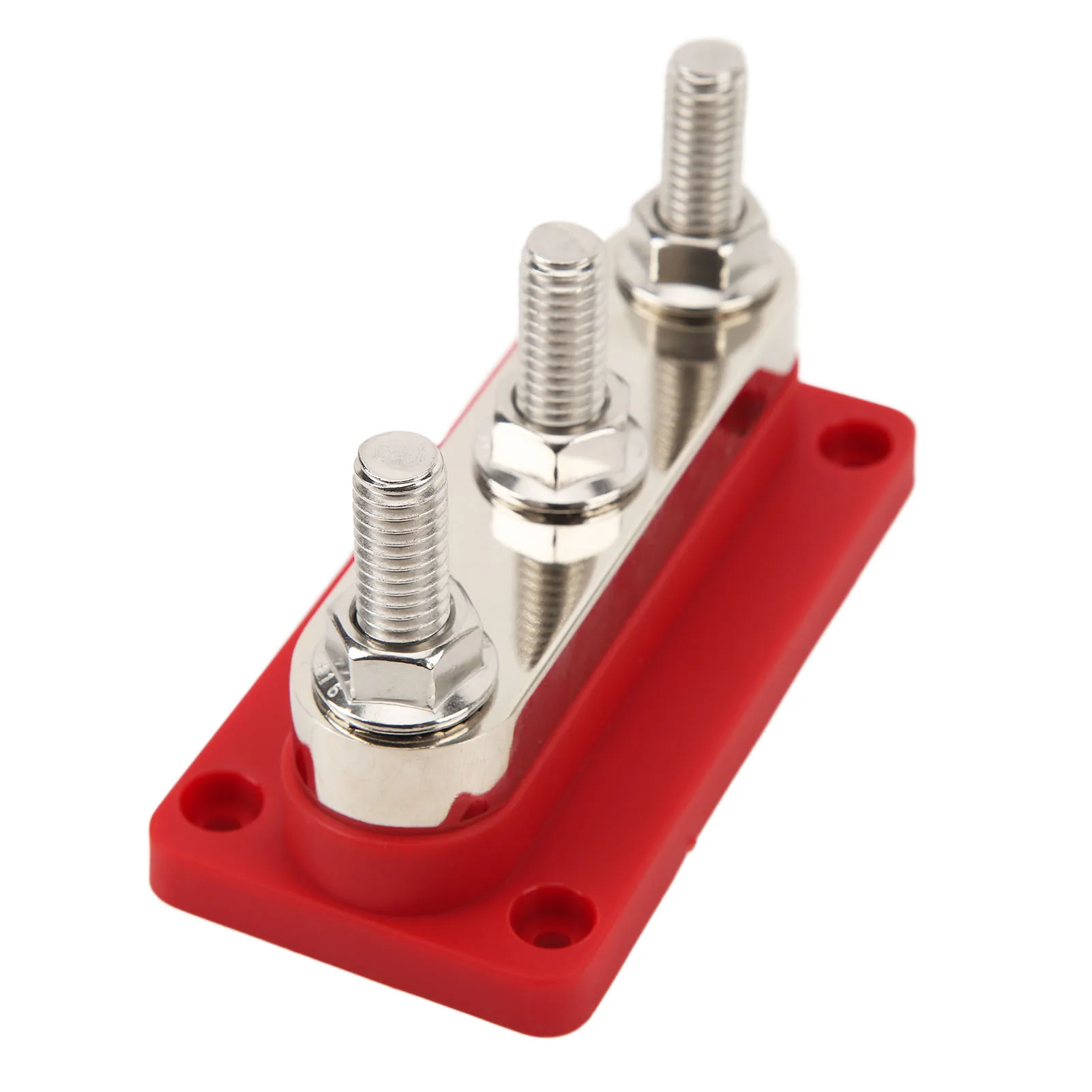 

12‑48V 600A Power Distribution Block - 3 Studs M10, Battery Junction Block, Bus Bar, Red - for Car Trucks RVs Marine Boats