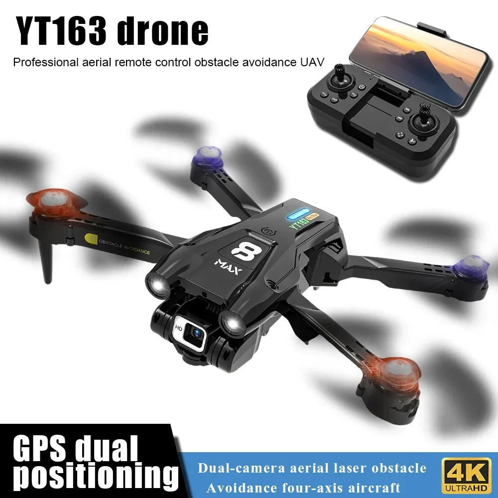 yt163-rcドローン-カメラ360搭載-°-障害物回避機能付きプロ用空撮ドローン、軽量ブラシレスモーター搭載クアッドコプター