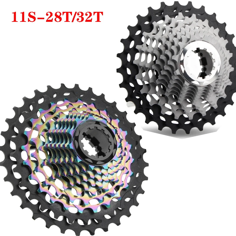 RIRO Road Bike Flywheel 11S-28/32T Ultralight CNC Skeleton 7075 Aluminum HG Box Hollow Flywheel 11 Speed 11V Sprocket