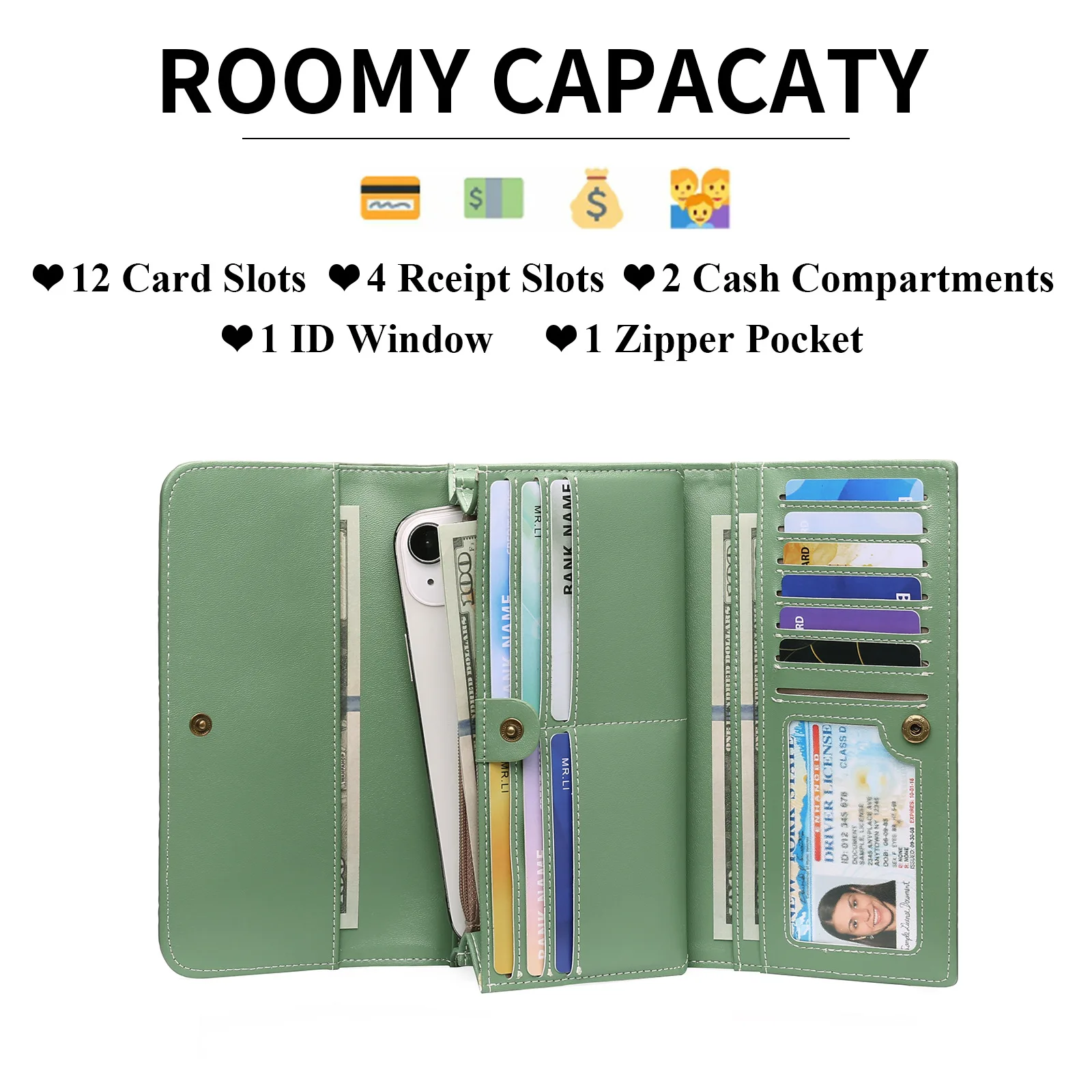 Nieuwe lange drievoudige damesportemonnee met reliëfpatronen, trendy en modieuze portemonnee, clutch met grote capaciteit voor buitenlandse handel