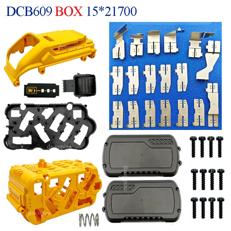 DCB612 Чехол для литиевой батареи 10X21700 Комплект корпусов Никелевый разъем для DeWalt для FlexVolt 20 В 60 В DCB609 Коробки Пружины DCB612 Чехол для литиевой батареи 10X21700 Комплект корпусов Никелевый разъем для DeWalt для FlexVolt 20 В 60 В DCB609 Коробки Пружины
