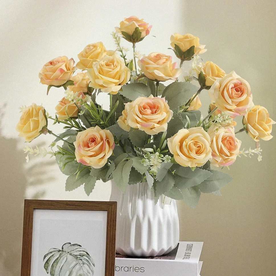 

1Pcs Artificial Flowers 30CM 7 Heads Fake Flower for Home Decor Garden Wedding Decoration Bride Bouquet Flowers Vase Arrangement