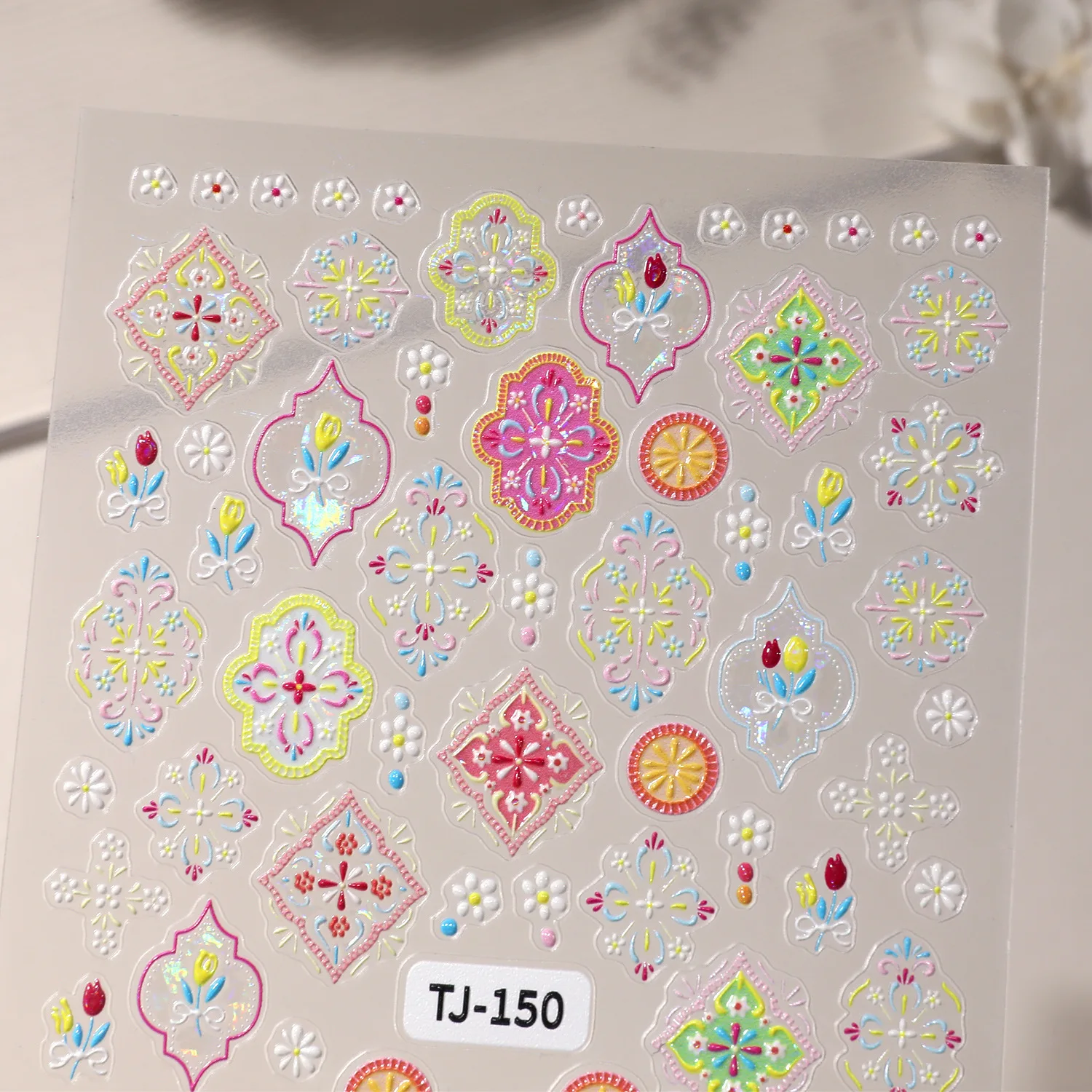 

Красочный богемный стиль, наклейка для дизайна ногтей, 5D цветы, самоклеящиеся украшения, накладные ногти для женщин и девочек