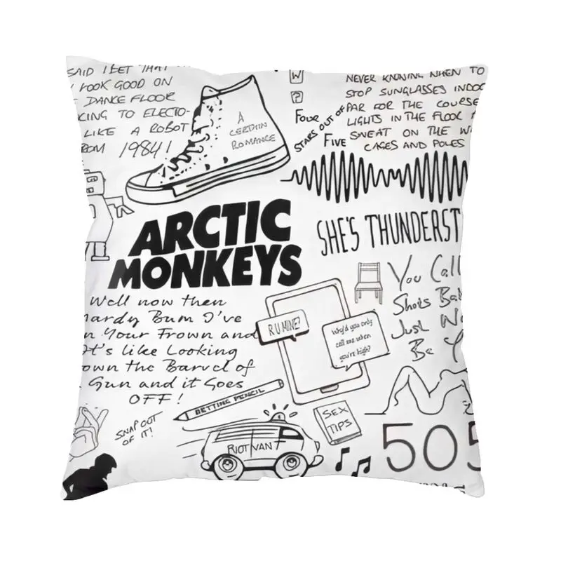 Arctics Monkeys Square Pillowcover Home Decor Heavy Metal Rock Band Cushions Throw Pillow for Car Double-sided Printing