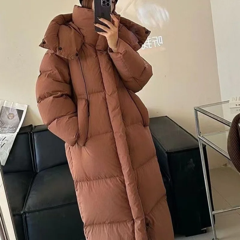 2025 New Fashion Loose Winter Jacket Women Coat White duck down Waterproof Windproof Casual Pink Brown Black Female Long Parkas