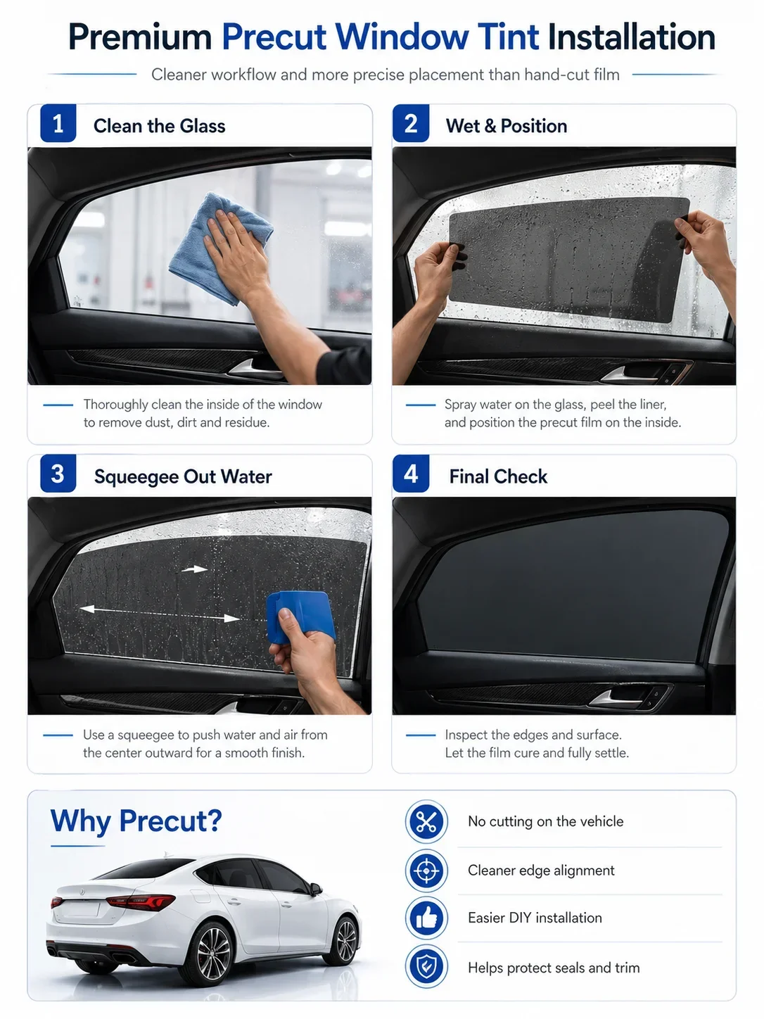 Premium Precut Window Tint Kit Front Rear Windows Rear Windshield For Tesla Model 3 Base 2021-2023 Car Solar Nano Ceramic Film view 6