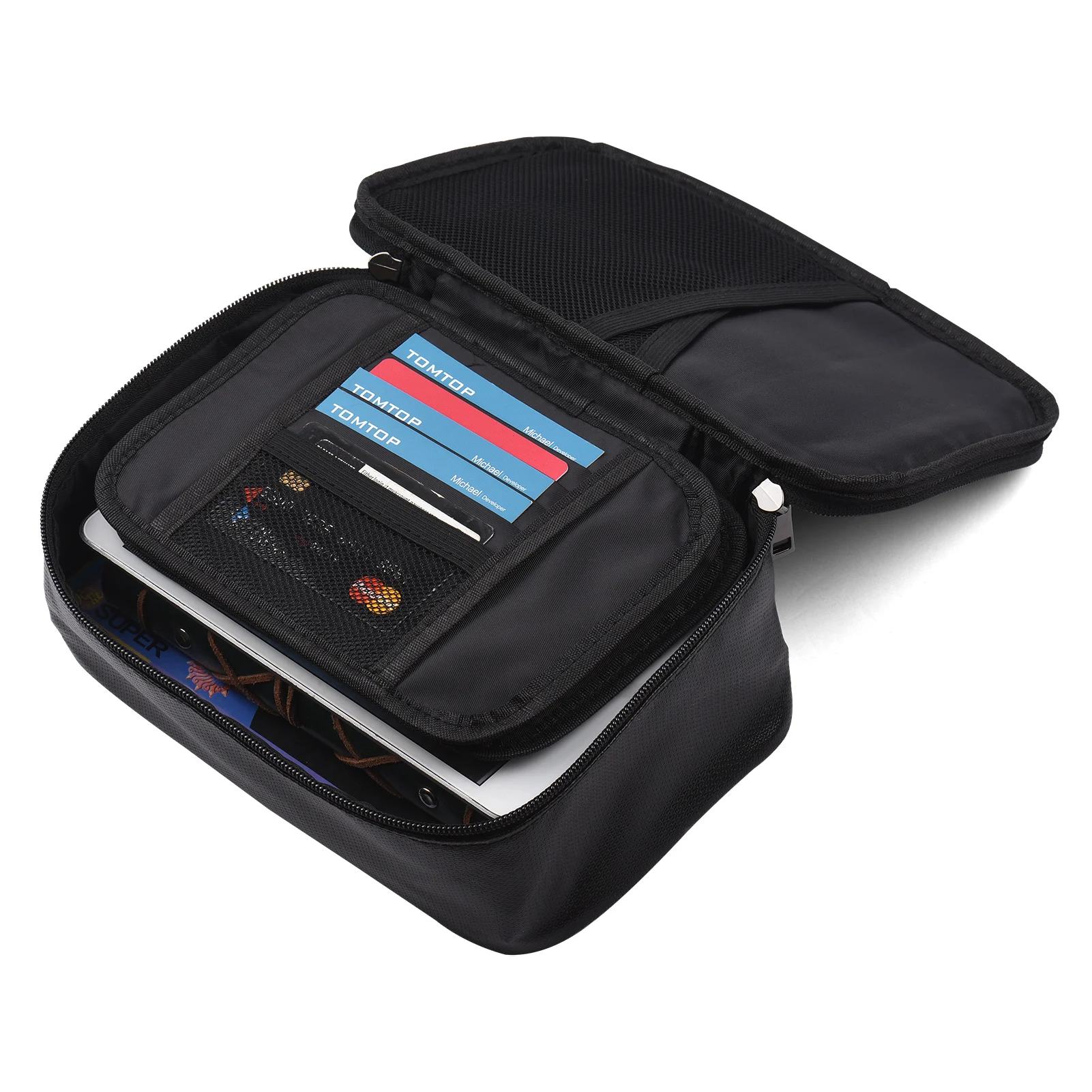 

Огнеупорная Сумка для документов, безопасный Органайзер с 3 элементами, застежка-молния, огнеупорная и водонепроницаемая сумка, многослойная карточка