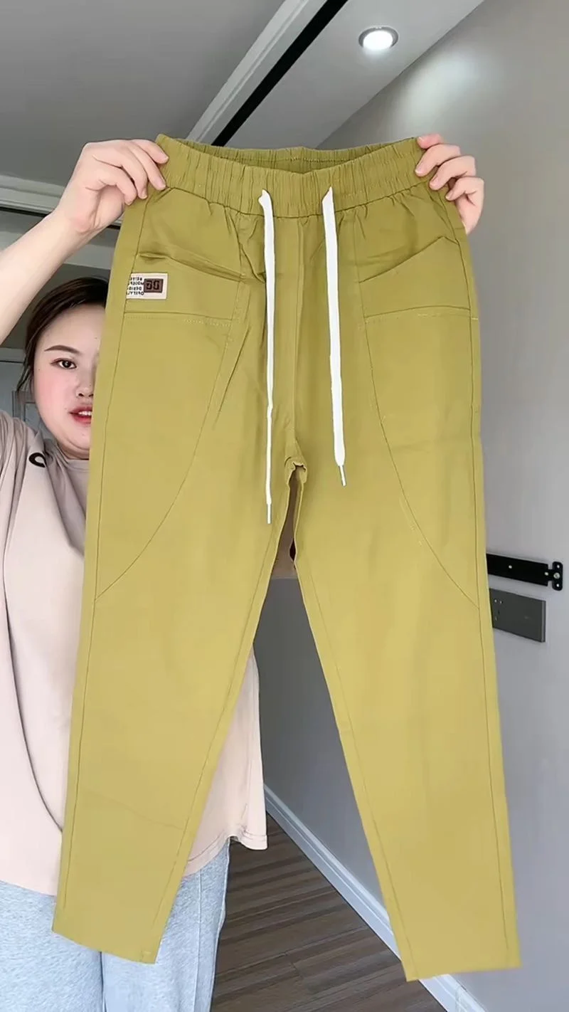 Spring Summer Women's Harem Pants High Waist Straight Casual All-match Pants Women Fashion Loose Cotton linen Trousers Female