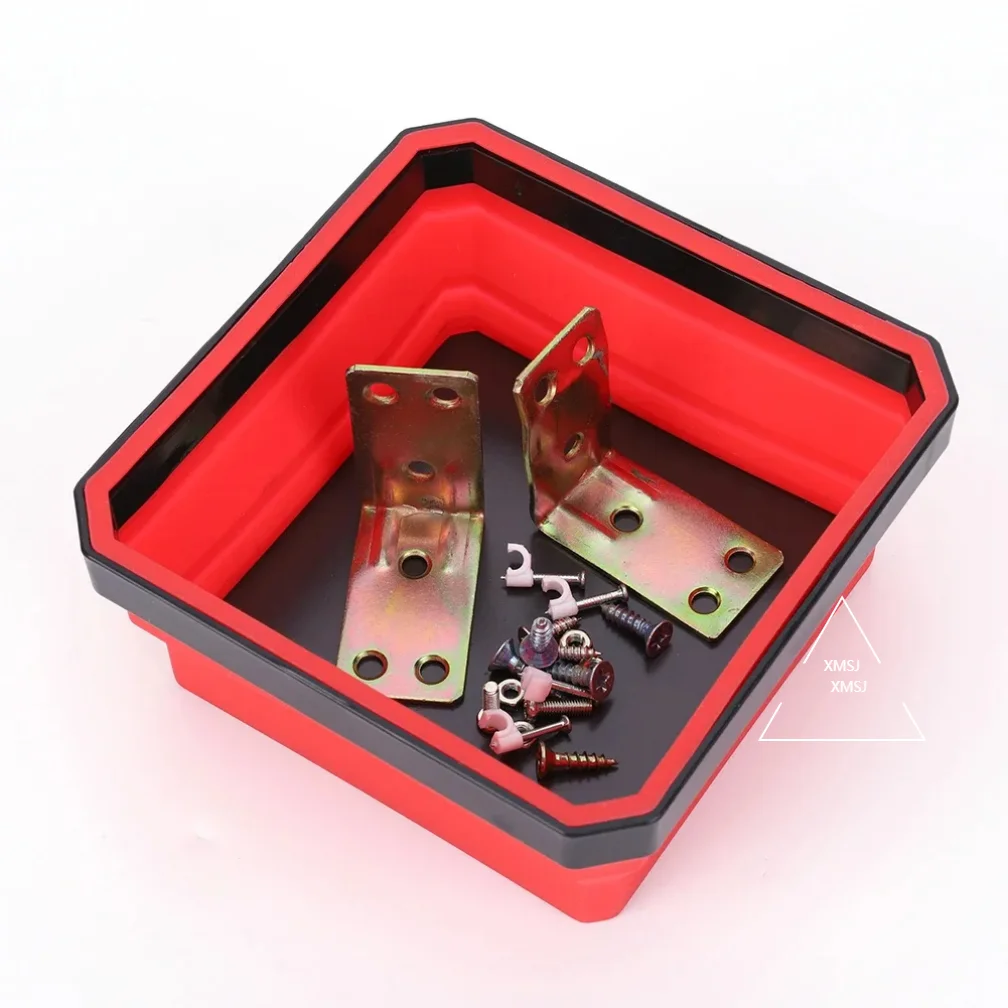 4PCS Collapsible Magnetic Screw Tray Silicone Screw Bowl Tool Part Storage Box Plumber Carpenters Tool Organizer Magnetic Tray