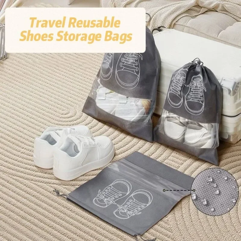 Sacs de rangement pour chaussures, 1 à 30 pièces, sacs anti-poussière non tissés, sacs de voyage portables pour chaussures, pochettes de rangement pour chaussures