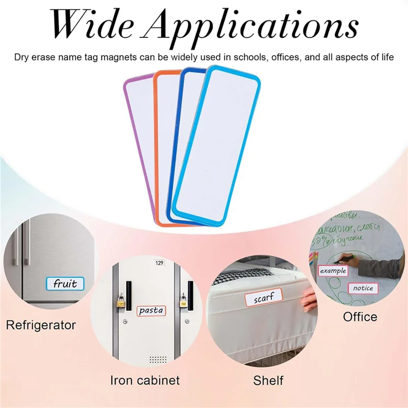 108 Pcs Magnetic Dry Erase Labels Reusable Strips Classroom Name Tags Writable Blank Magnet Cards Erasable Fridge Memo