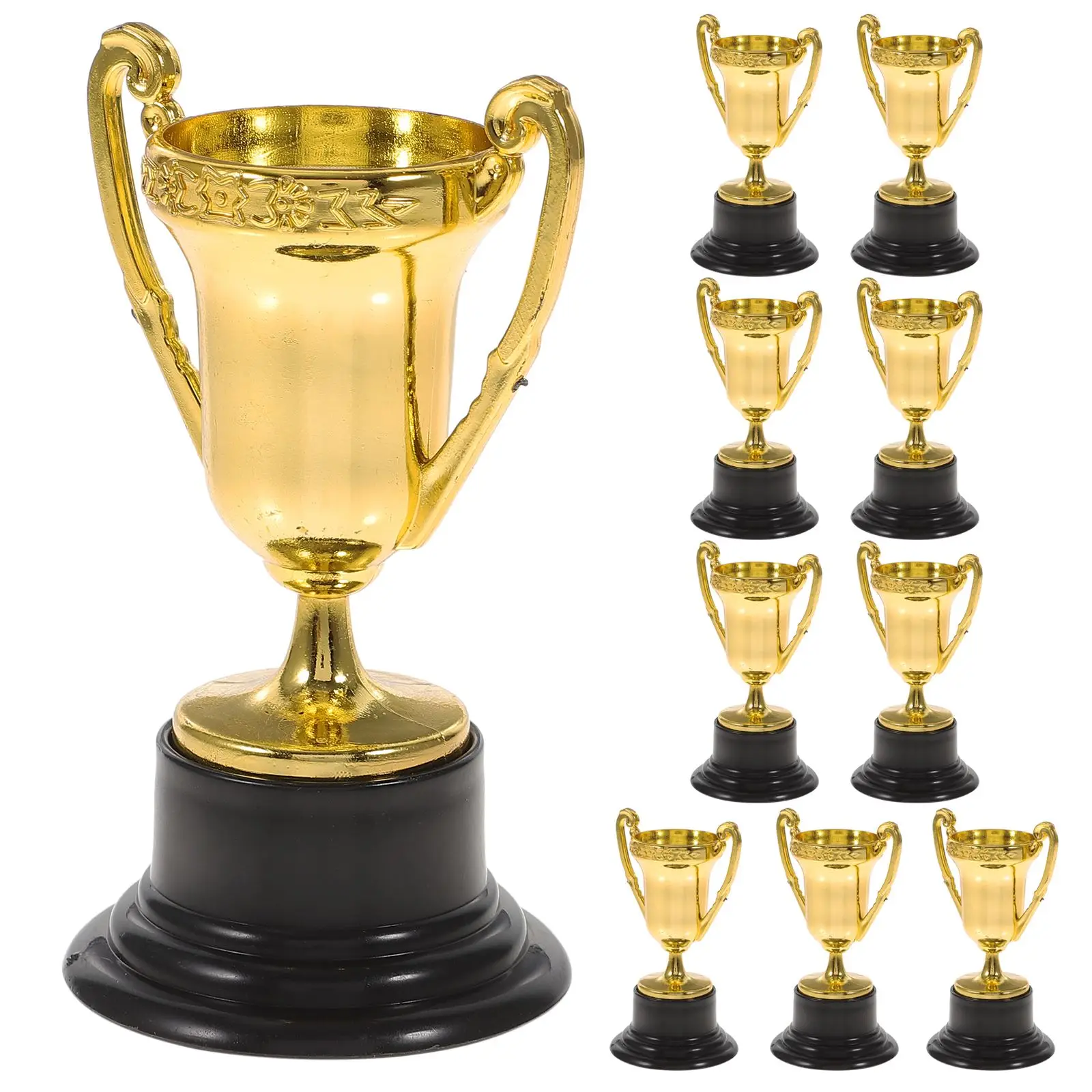 

10pcs Student Sports Award Trophy Plastic Mini Trophy With Base Reward Competitions Children Toys For Game School Kindergarten