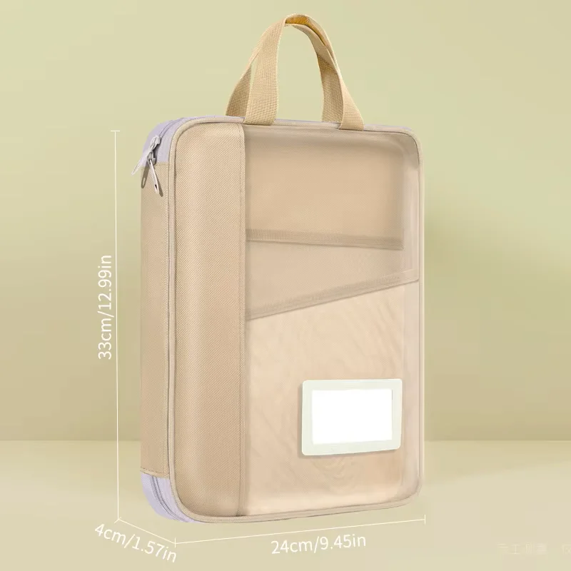 A4-Aktenmappe, transparente Dokumentenmappe mit Netzstoff, große Kapazität, 3-lagig, verstärkter Reißverschluss, Handtasche für Schüler und Nachhilfelehrer. – Detail 5