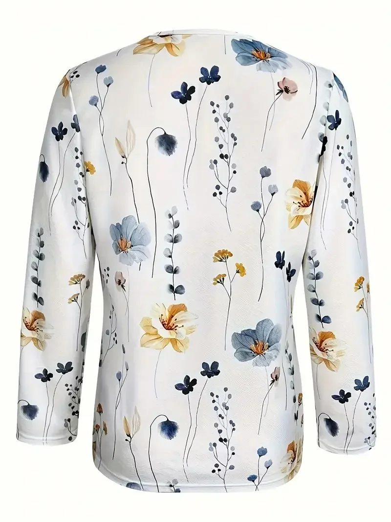سترة نسائية بطبعة زهور ، تنحنح غير متماثل ، كاجوال للسيدات ، علامة تبويب ، أكمام طويلة ، مقدمة مفتوحة ، مقاس كبير ، 1XL-5XL ، موضة