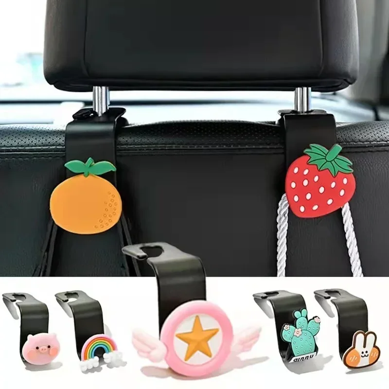 

Cute Car Hook Cartoon Strawberry Rear Seat Back Hanging Hooks Automobile Interior Parts Storage Bag Hanger Holder