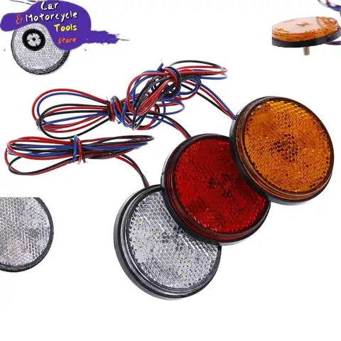 1Pcs Car Motorcycle Round 24 LED Brake Turn Signal Stop Tail Lights Bulbs Reflectors