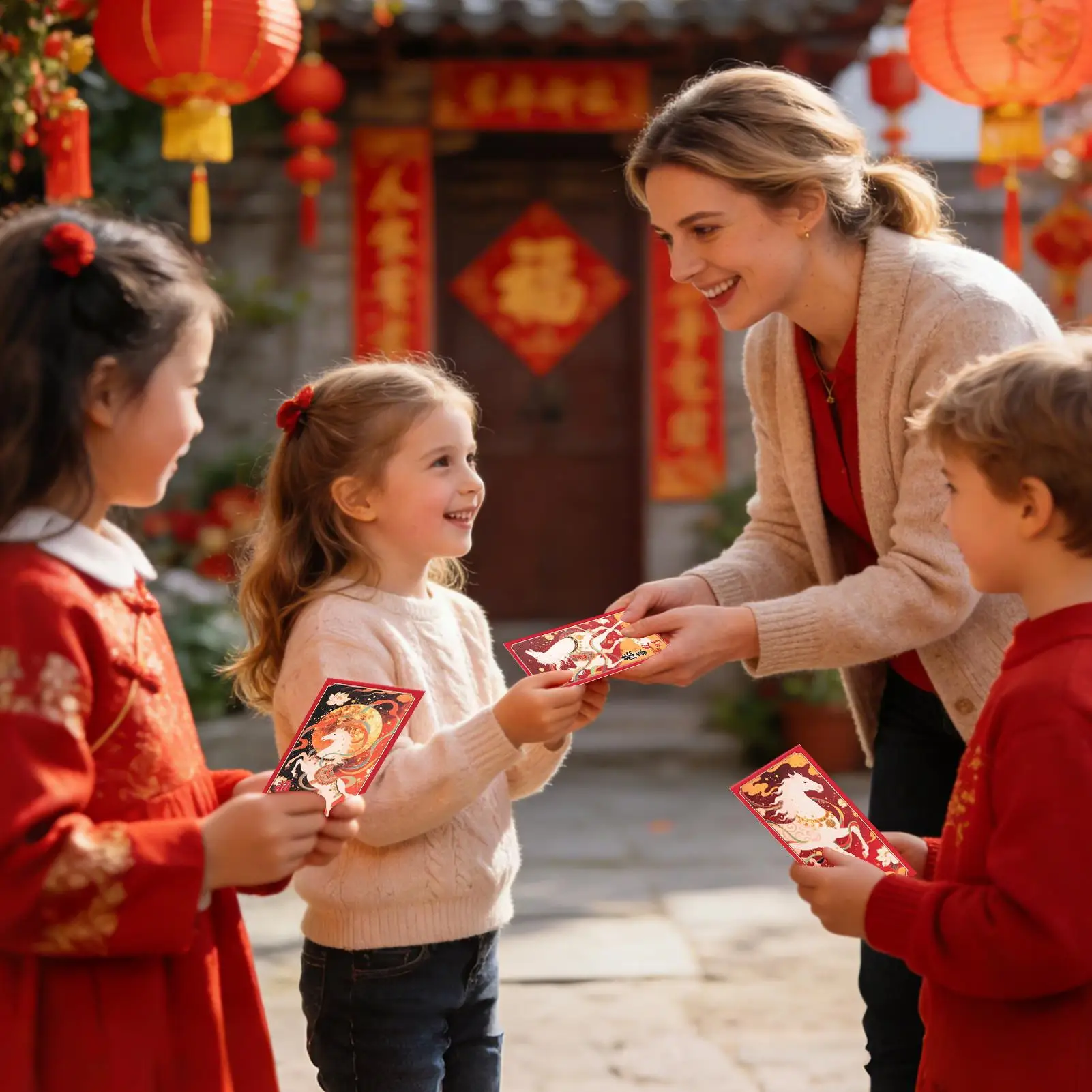 

6 Pieces Year of the Horse Red Envelopes 2026 white horse red envelopes Cash Envelopes for 2026 Chinese New Year Red Envelopes