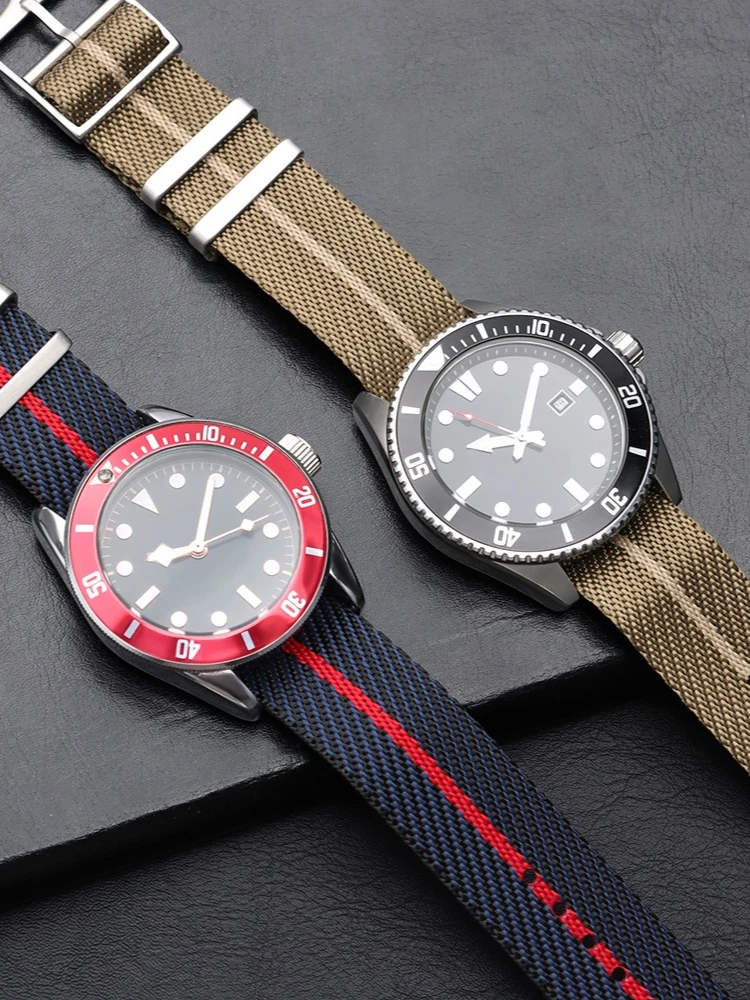 Premium-Nylon-Uhrenarmbänder für Rolex für Tudor für Seiko Army Military Strap Stoff Canvas Armband Herren Sportarmband 20mm 22mm