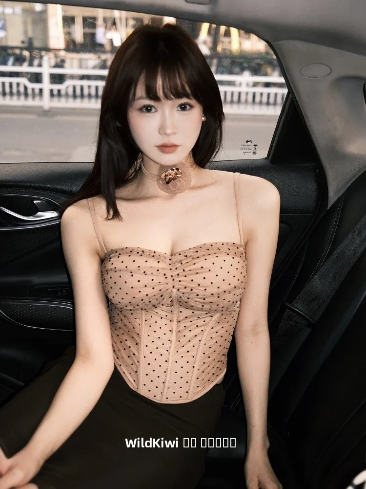 

Женский летний топ Wild Kiwi Polka Dot Fibone с бретельками, новый дизайн, утягивающий эффект, со встроенными чашечками для груди