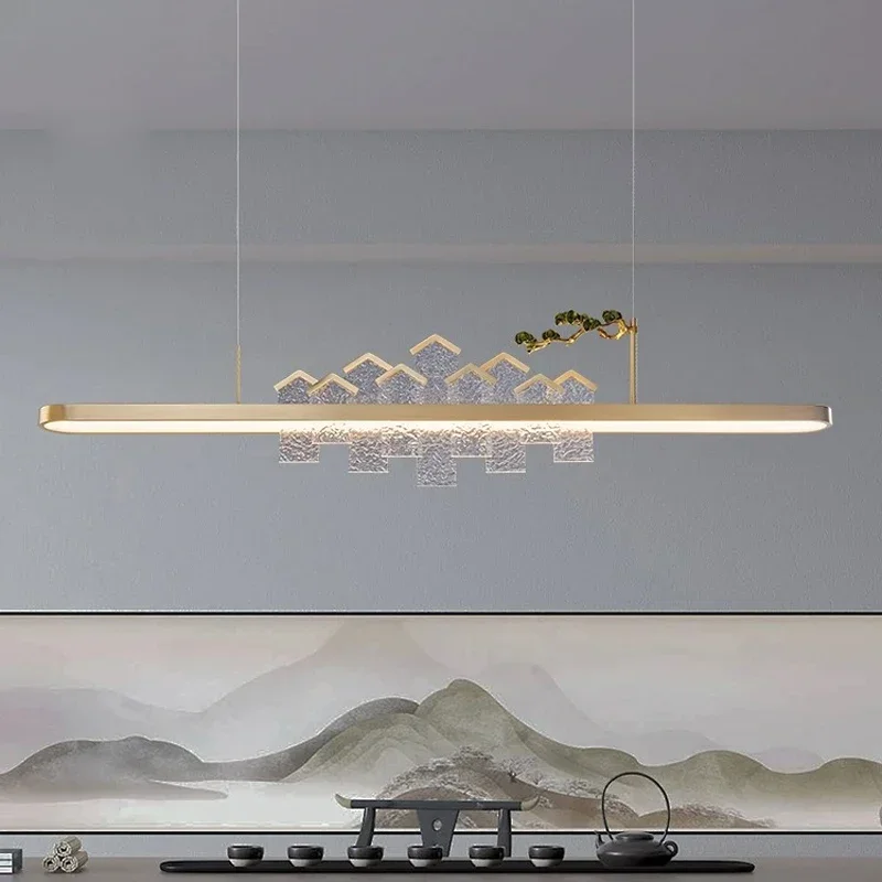 Lustre LED de cristal de cobre para sala de estar, lâmpadas criativas para chá e jantar