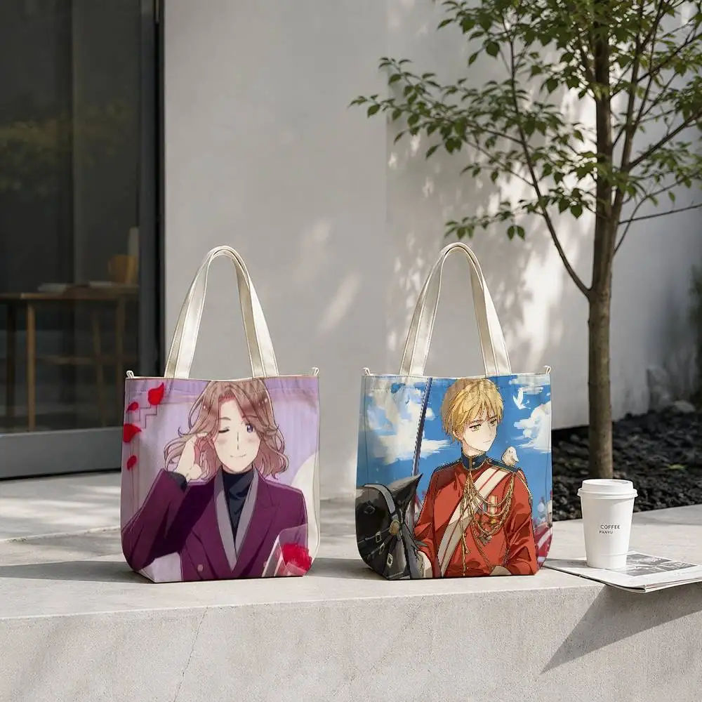 Anime Hetalia World Stars Francis Bonnefoy Tote Bag for Women Reusable Shopping Tote Bag Zippered Shoulder Bags Print