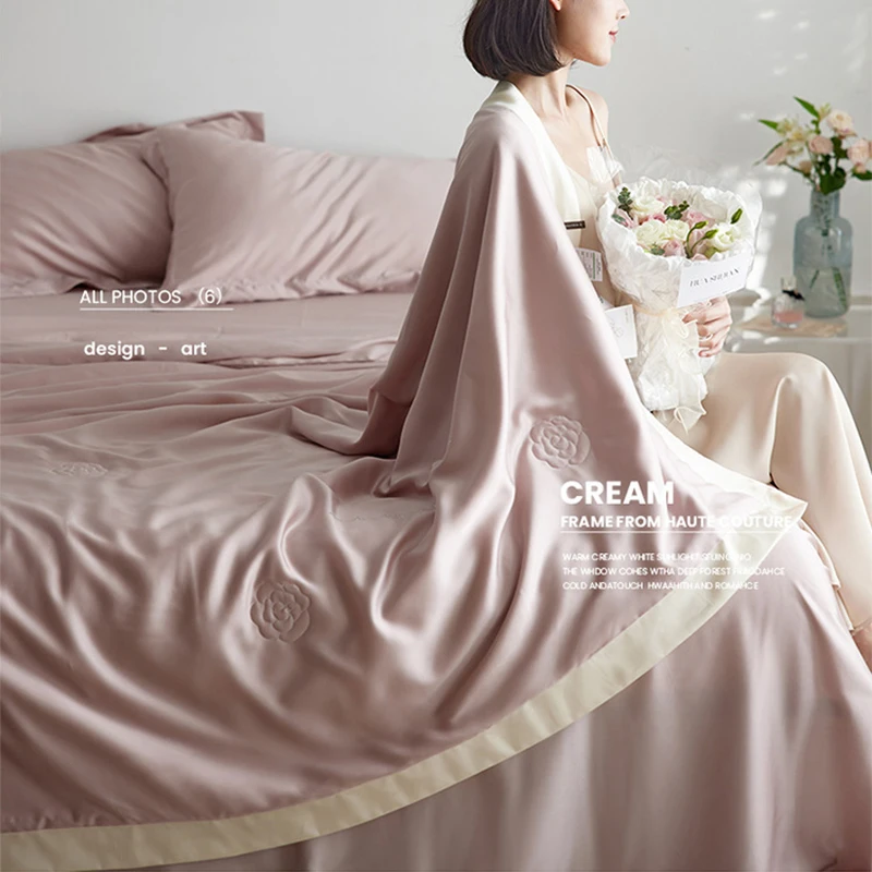 

Austria Tencel Quilt 100S Summer Ice Silk Cool Feeling Quilt Washable Air Conditioning Comforter Home Bedding Double Quilt 이불 이불