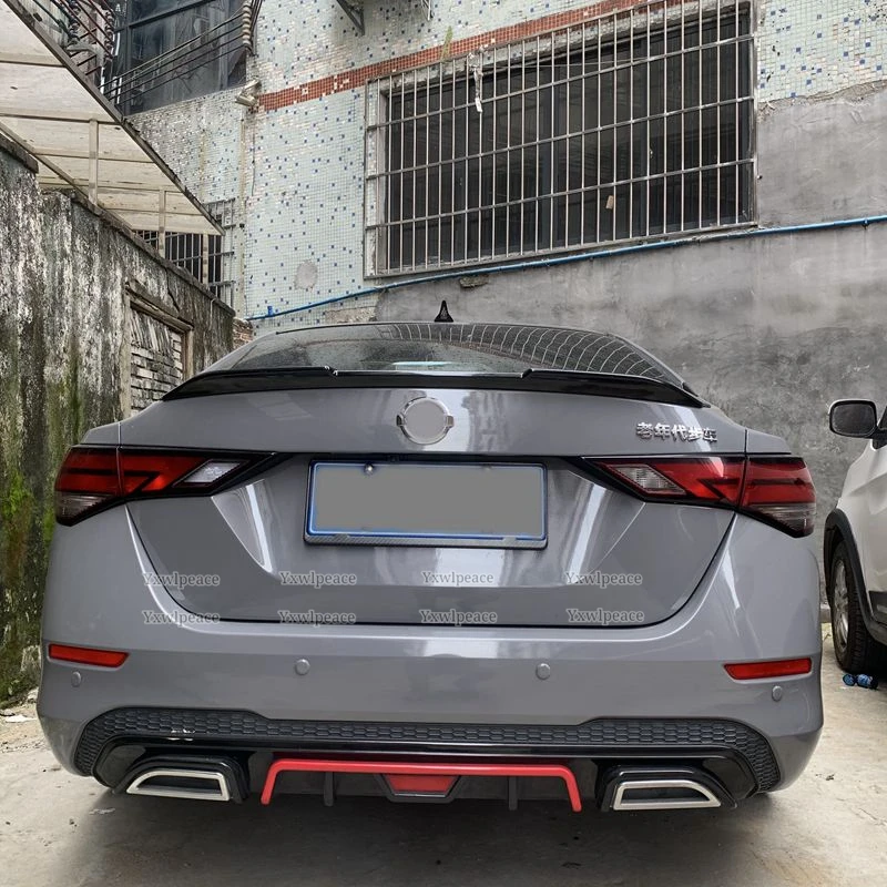 For Nissan Sentra Sylphy 2020 2021 ABS Material Car Rear Wing Trim Color Rear Trunk Lip Spoiler Body Kit