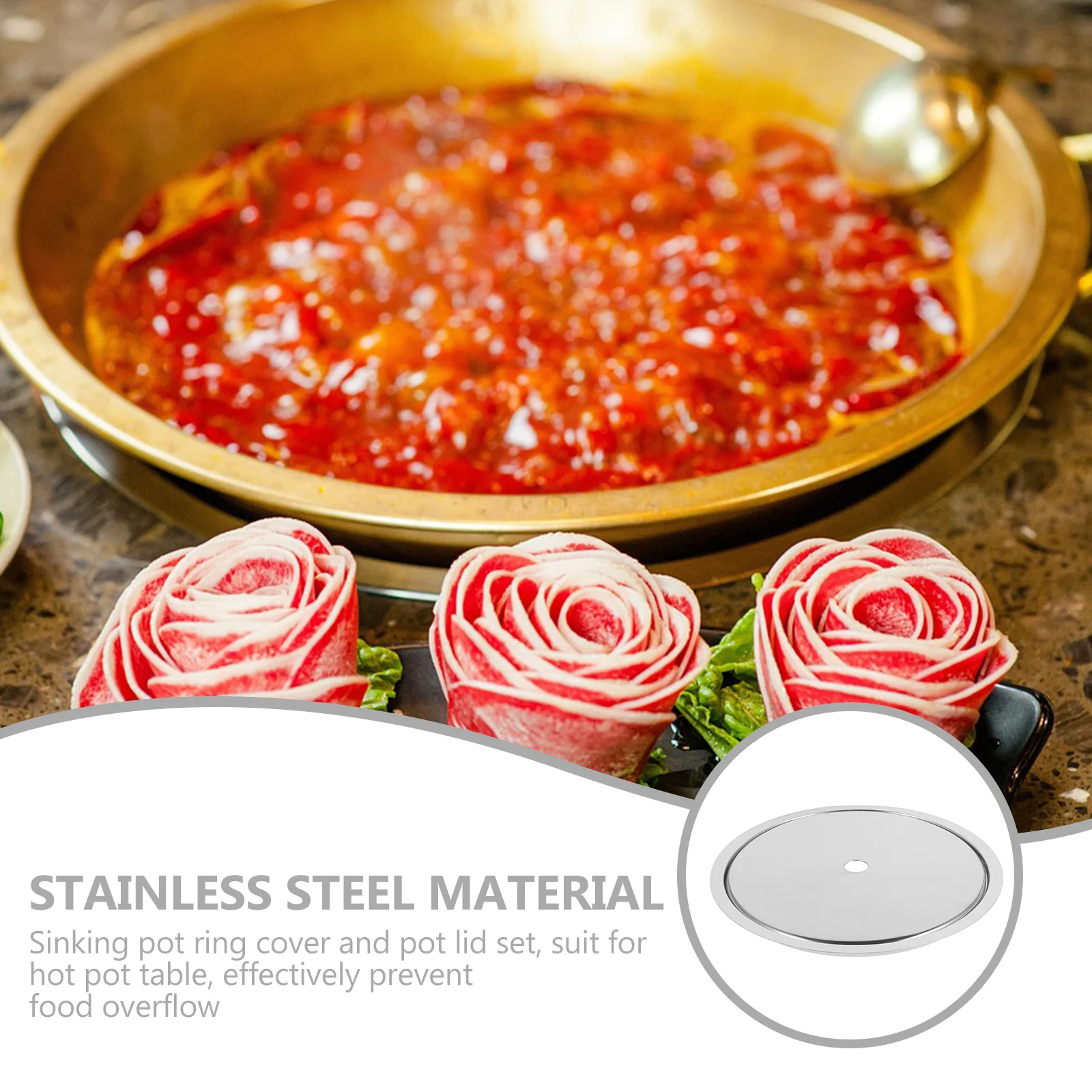 

1 Set Induction Cooker Sinking Ring With Heat Diffuser Plate Adapter For Hot Pot Table Korean Bbq Grilling Pot Lid Kit Cookware