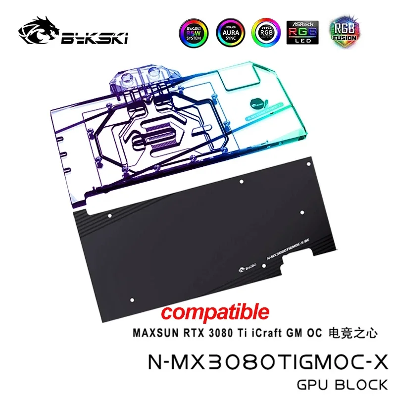 Bykski GPU Water Block for MAXSUN RTX3080Ti iCraft GM OC Video Card Cooled Radiator / N-MX3080TIGMOC-X