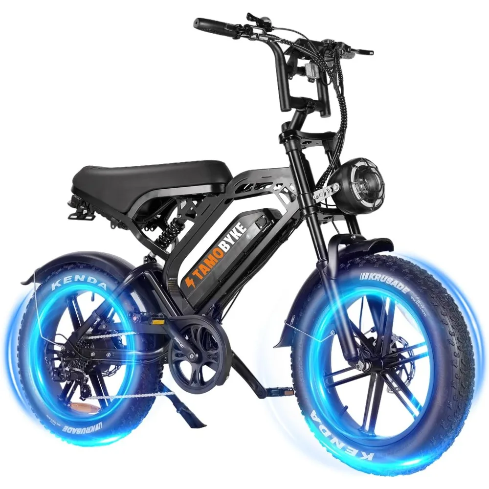 

Moped Style 1500W/2000W Electric Bike,48V15.6ah/18.2ah/ (874Wh) Larger Battery, 20'' Fat Tire Electric Bike for Adults