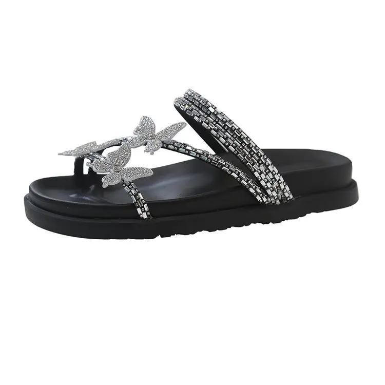 Weibliche Schuhe Hausschuhe Frauen Sommer Luxus Rutschen Gummi Flip Flops niedrigen Schmetterlings knoten 2024 Designer Hawaii Glitter Beach Butte